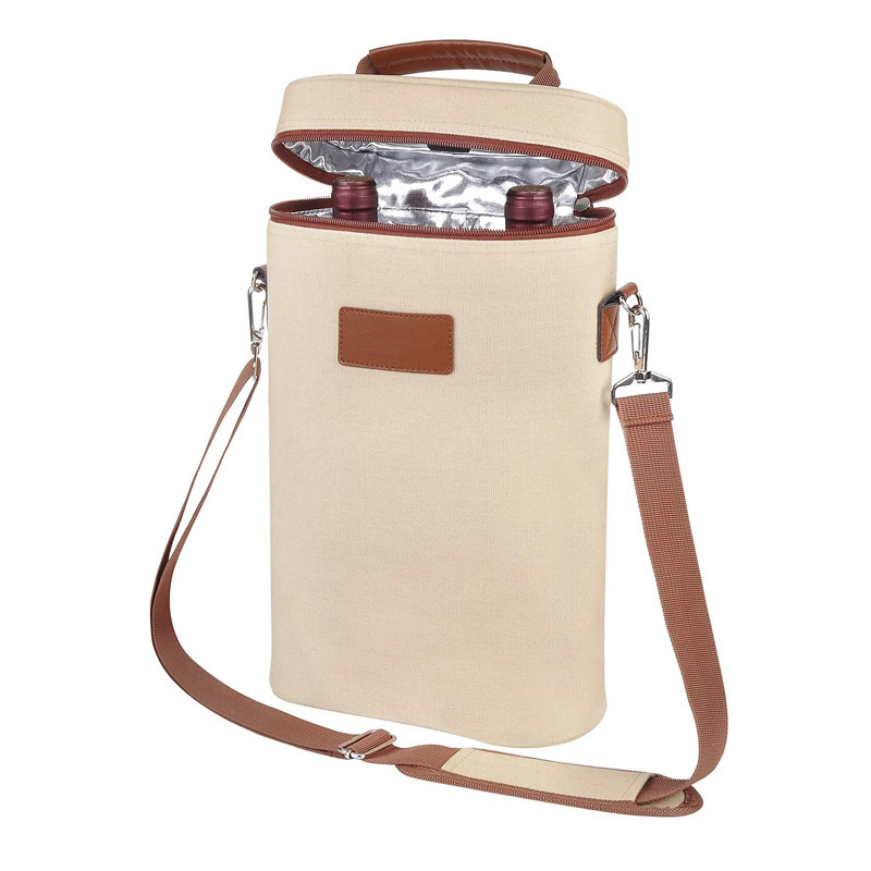 Comment fonctionne le transporteur de fourre-tout à vin à 2 bouteilles à 2 bouteilles avec sangle?