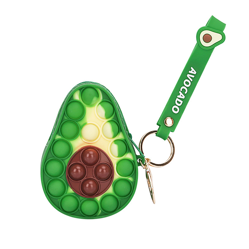 Avocado Forme Fidget Pop-it Zipper Handsbag Coin Pallet de portefeuille