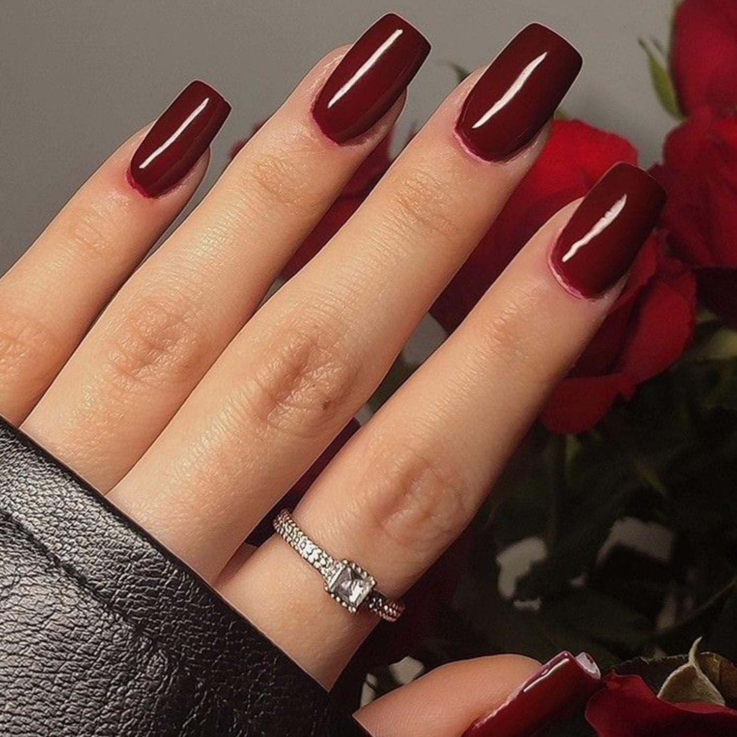 Gelée à la main rouge foncé Gel Soft Faux Nail
