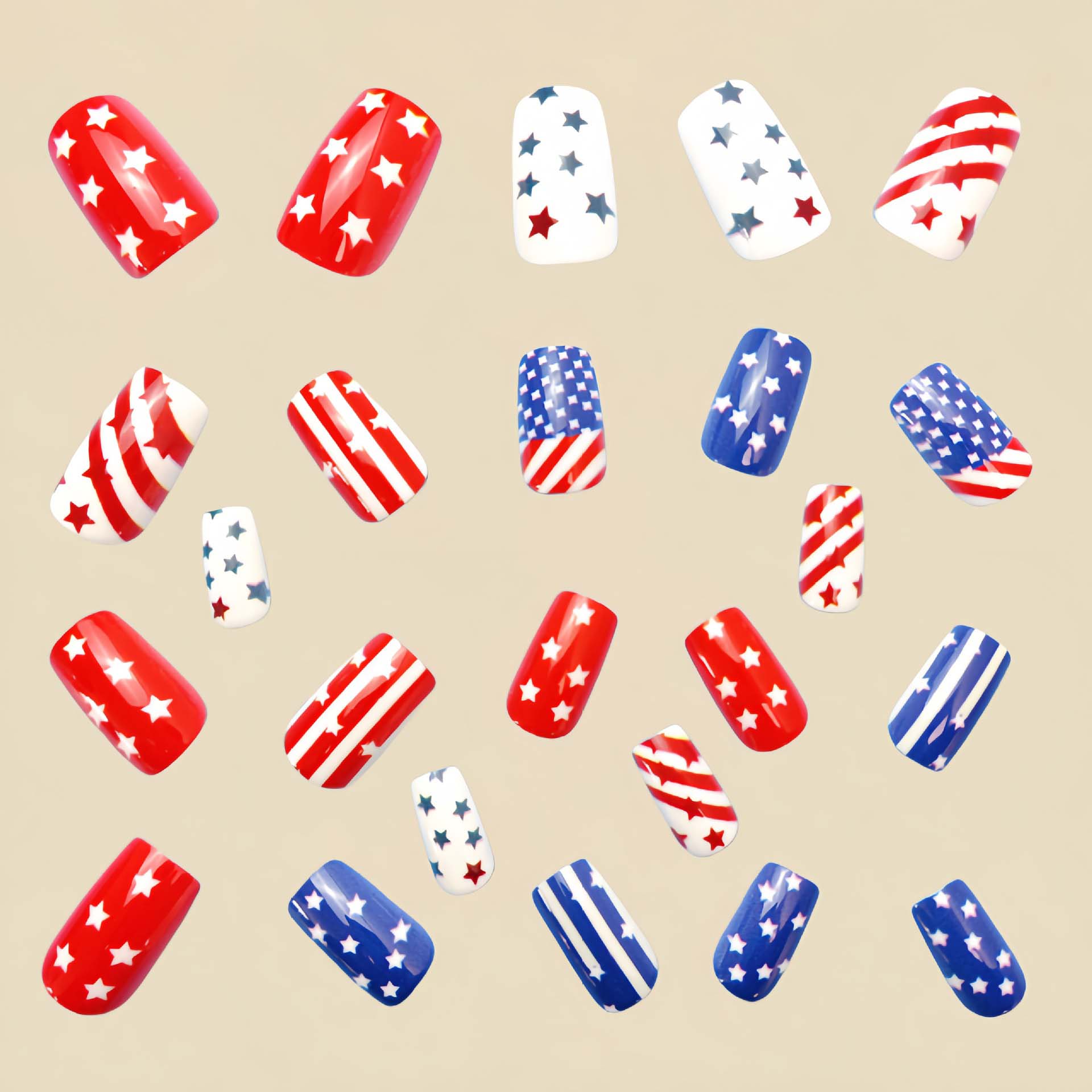 Patch à ongles de jour de l'indépendance carré moyen