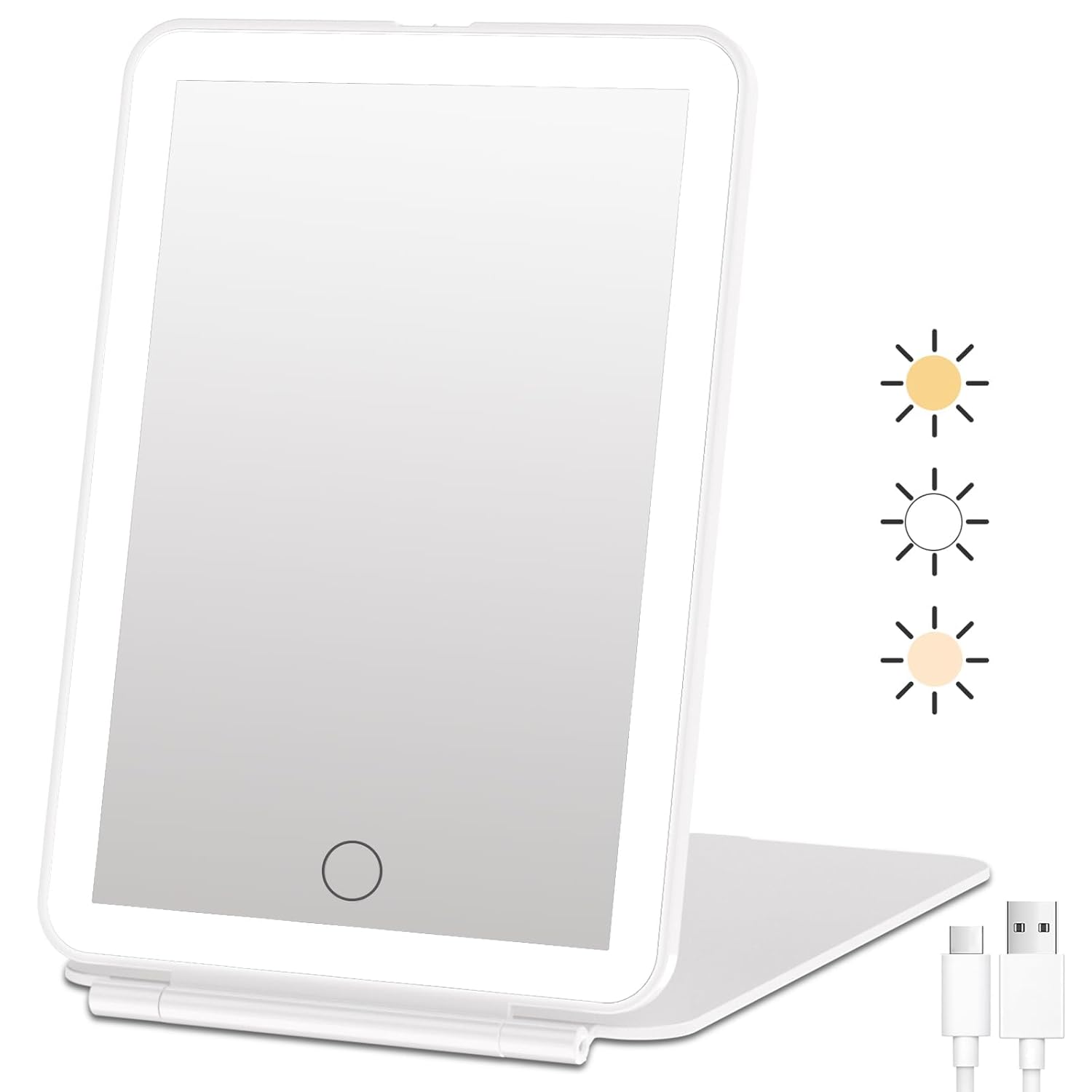 Miroir de maquillage de voyage rechargeable avec 72 lumières LED